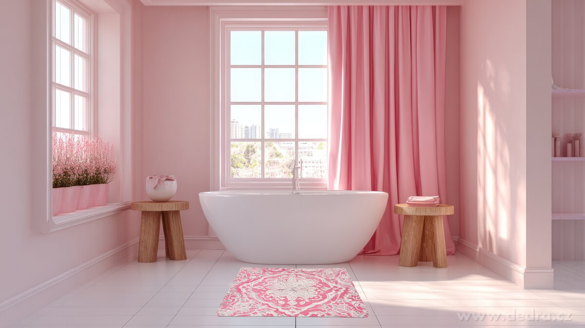 SPA | ULTRASAVÁ křemelinová předložka | rychleschnoucí & protiskluzová | 80 × 50 cm | pink ornament