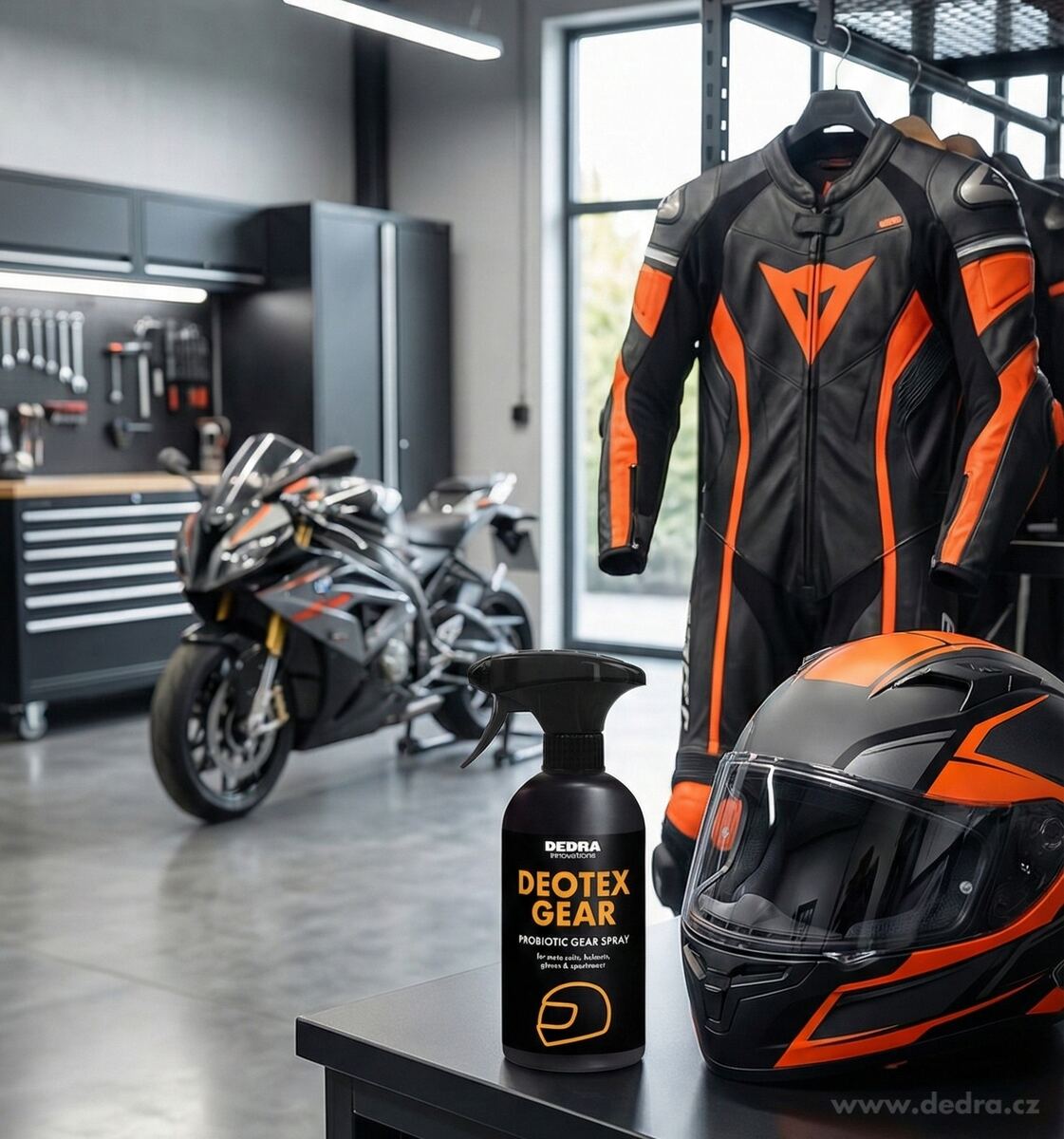 Probiotický sprej na sportovní & motorkářskou výstroj proti zápachu | DEOTEX® GEAR | neutralizuje pachy, chrání & osvěžuje | 500 ml