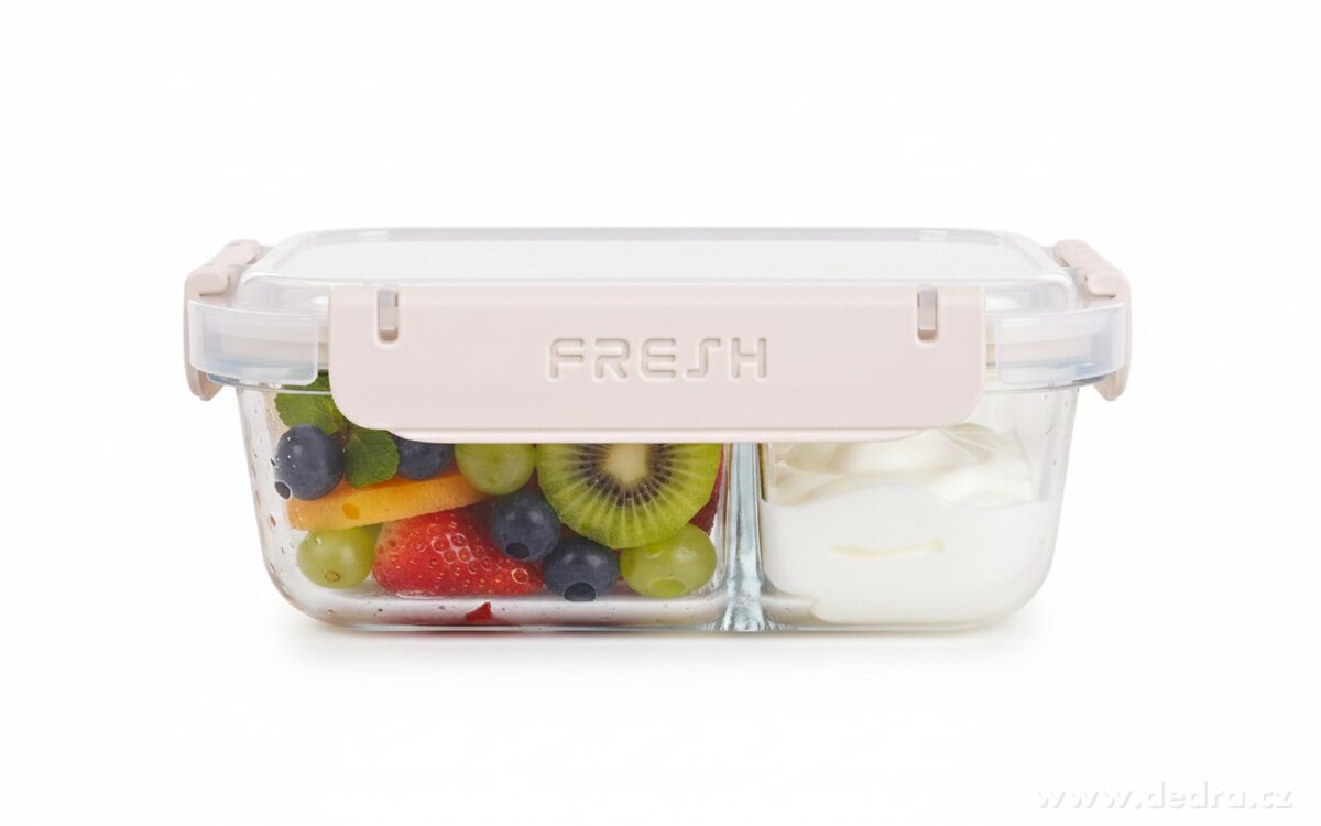 CVAK&CVAK | 2v1 Dělená skleněná krabička na jídlo 150+250 ml | béžová