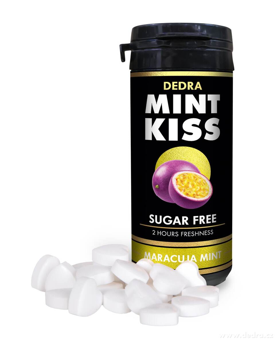 MINT KISS | marakujovo-mátové osvěžující pastilky bez cukru | maracuja mint | 28 g
