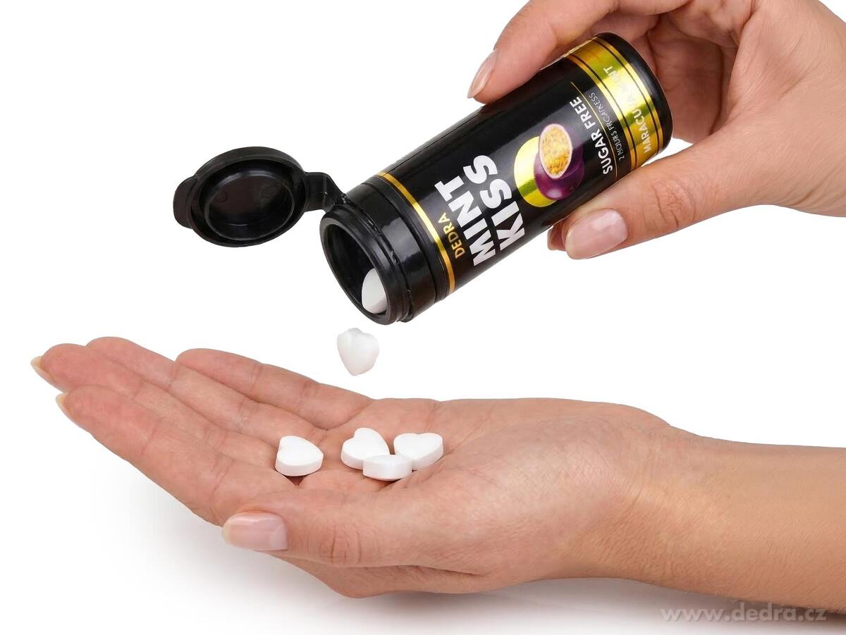 MINT KISS | marakujovo-mátové osvěžující pastilky bez cukru | maracuja mint | 28 g