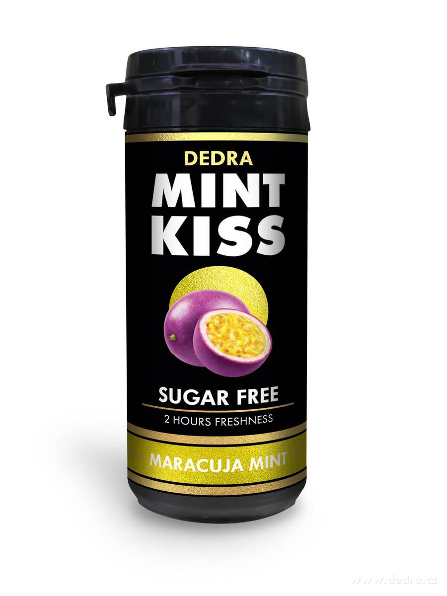 Sada 12 ks MINT KISS | marakujovo-mátové osvěžující pastilky bez cukru | maracuja mint | 28 g x 12