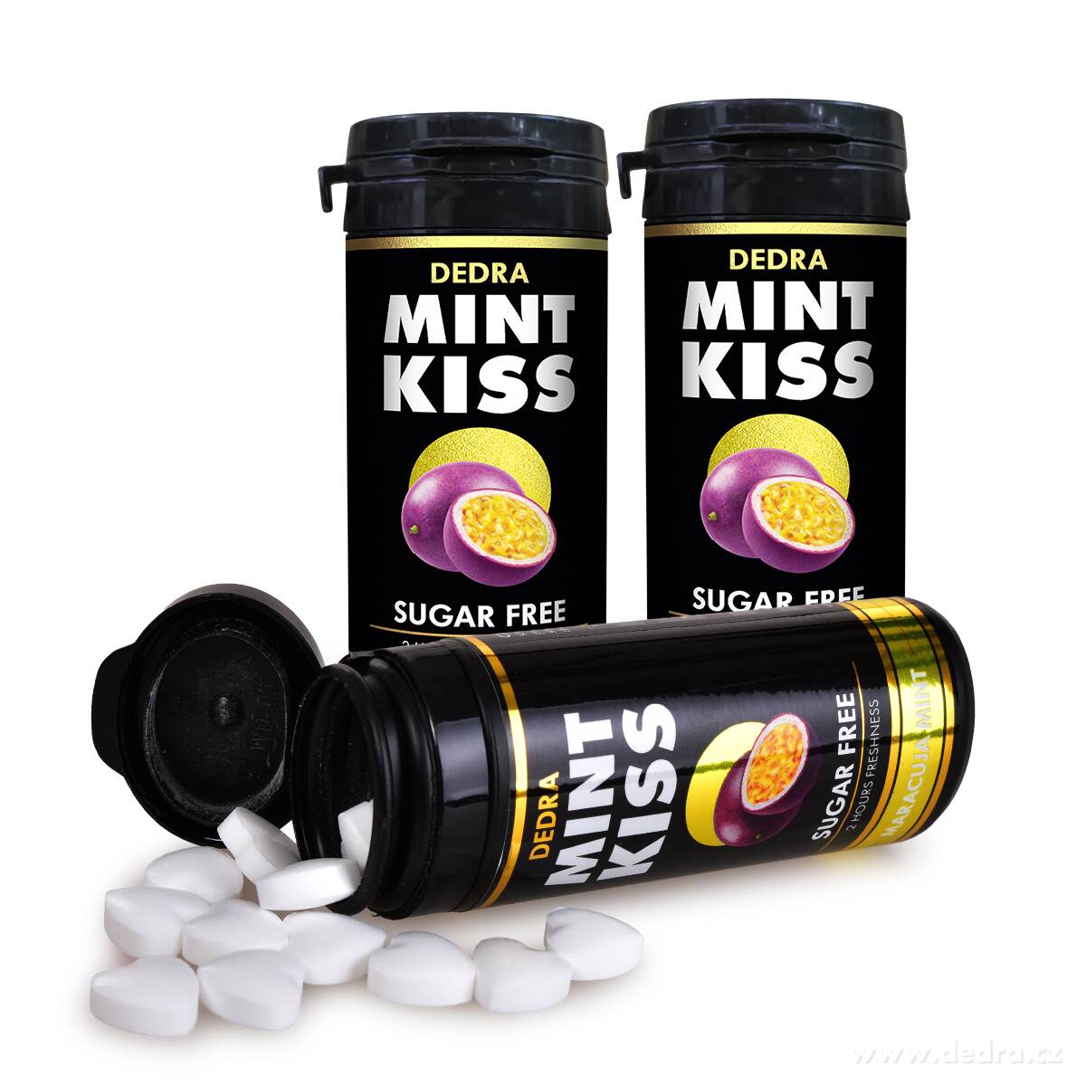 Sada 2+1 | MINT KISS |  marakujovo-mátové osvěžující pastilky bez cukru | maracuja mint | 28 g x 3