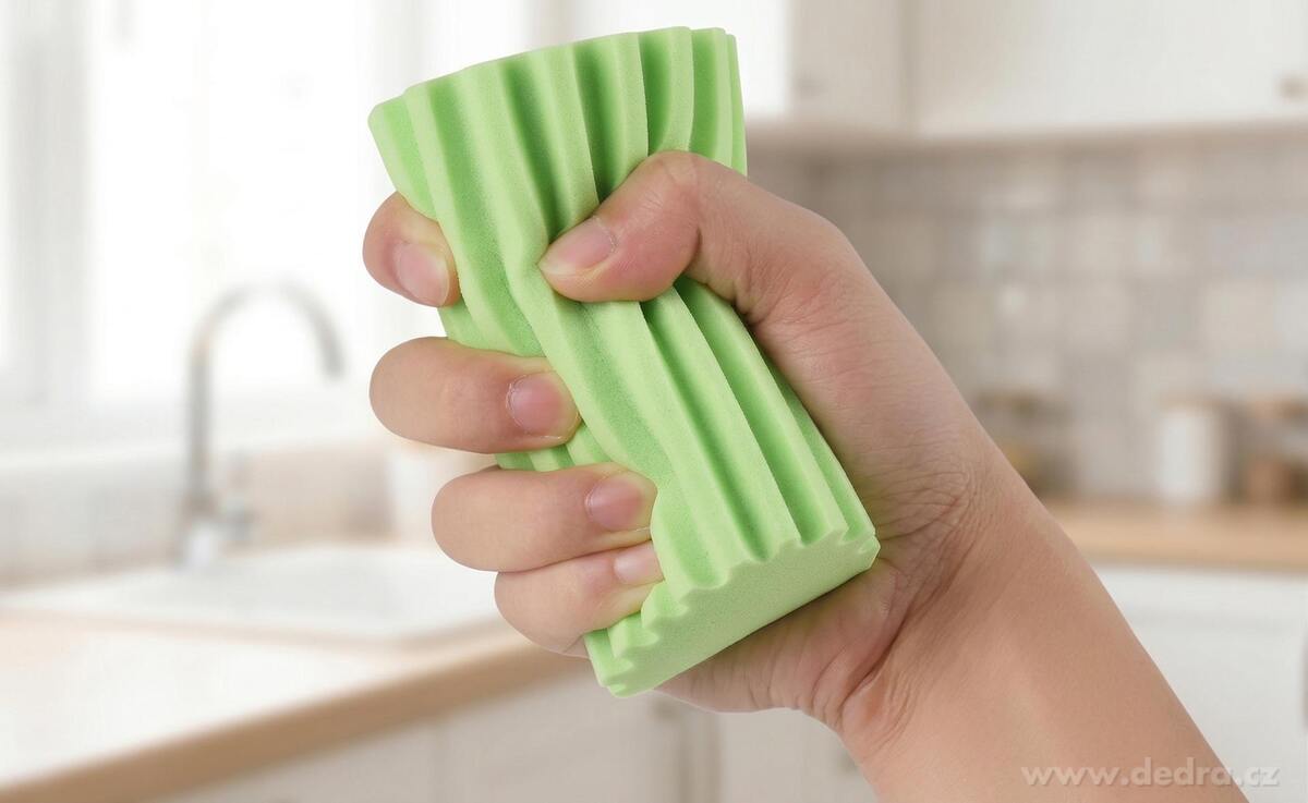 SPONGE POP | chytrá drážkovaná houbička | perfektně stírá & nevíří prach, extra savá | zelená