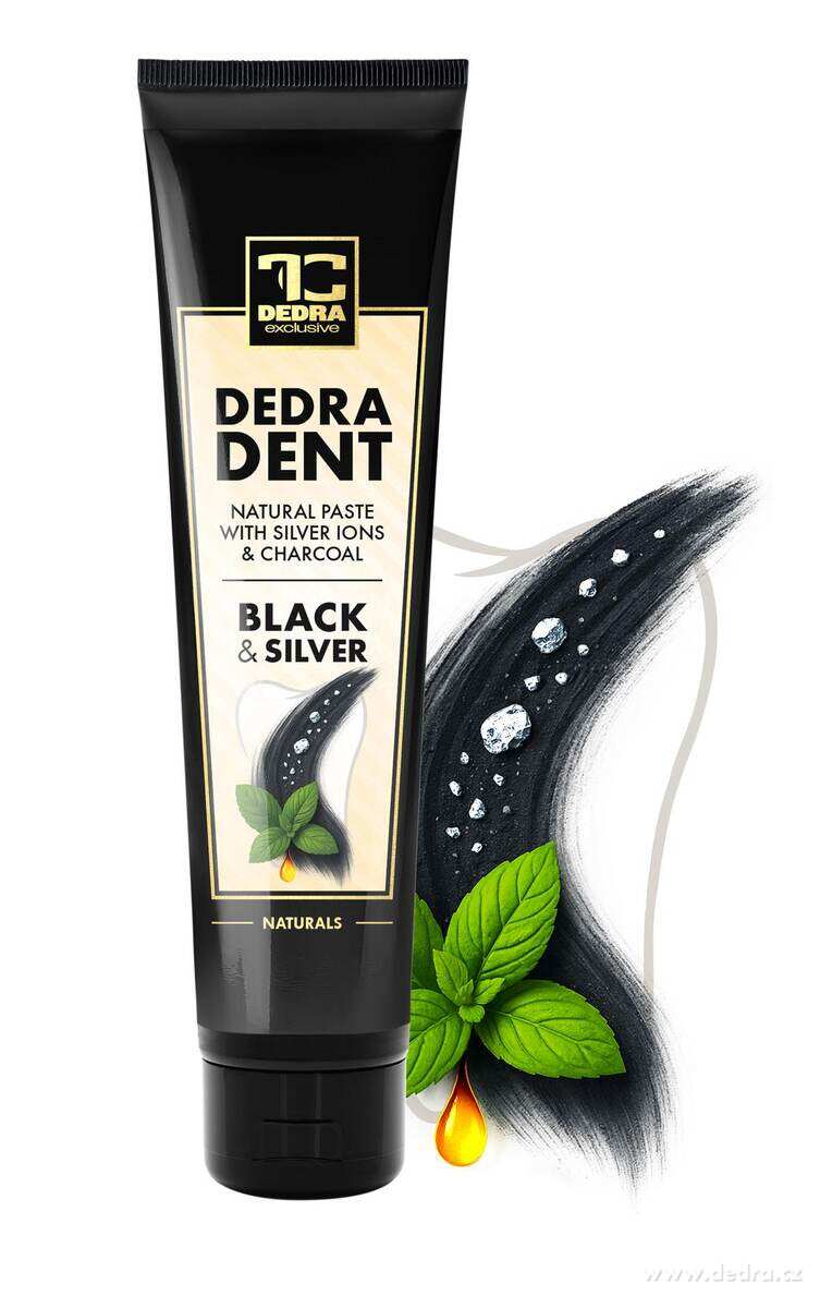 SADA 1+1 | remineralizační & antibakteriální zubní pasty WHITE & SILVER + BLACK & SILVER | DEDRA DENT | 100 g × 2