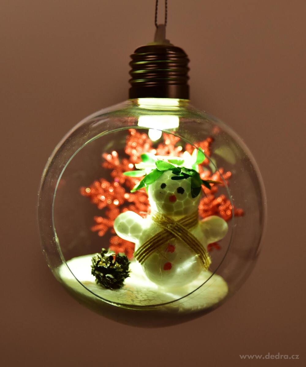 SNĚHULÁK V KOUZELNÉ KOULI | sada 2 ks LED dekorace s vnitřní scénou | 8 cm
