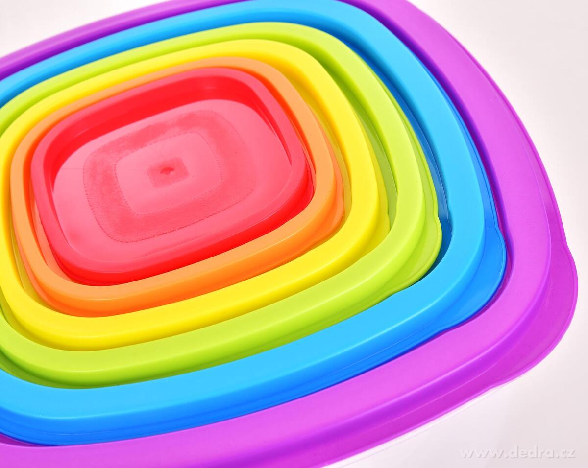 ŠESTIKRÁSKA | Sada 6 dóz na uchovávání potravin | s barevnými víky