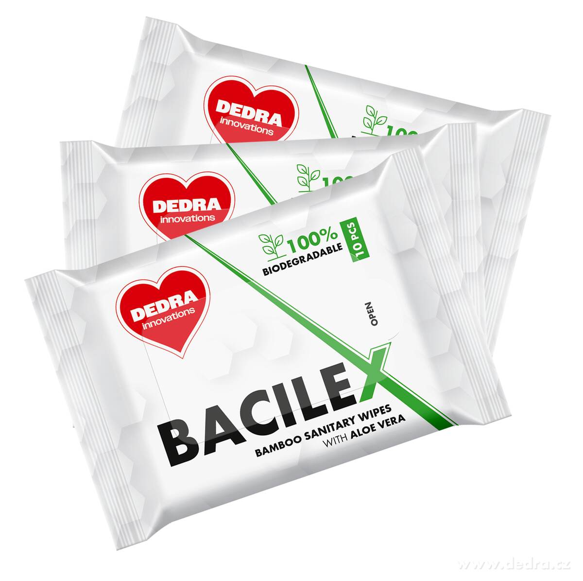 Rodinné balení 3 x 10 ks | Hygienické vlhčené ubrousky z bambusu s Aloe Vera | BACILEX®