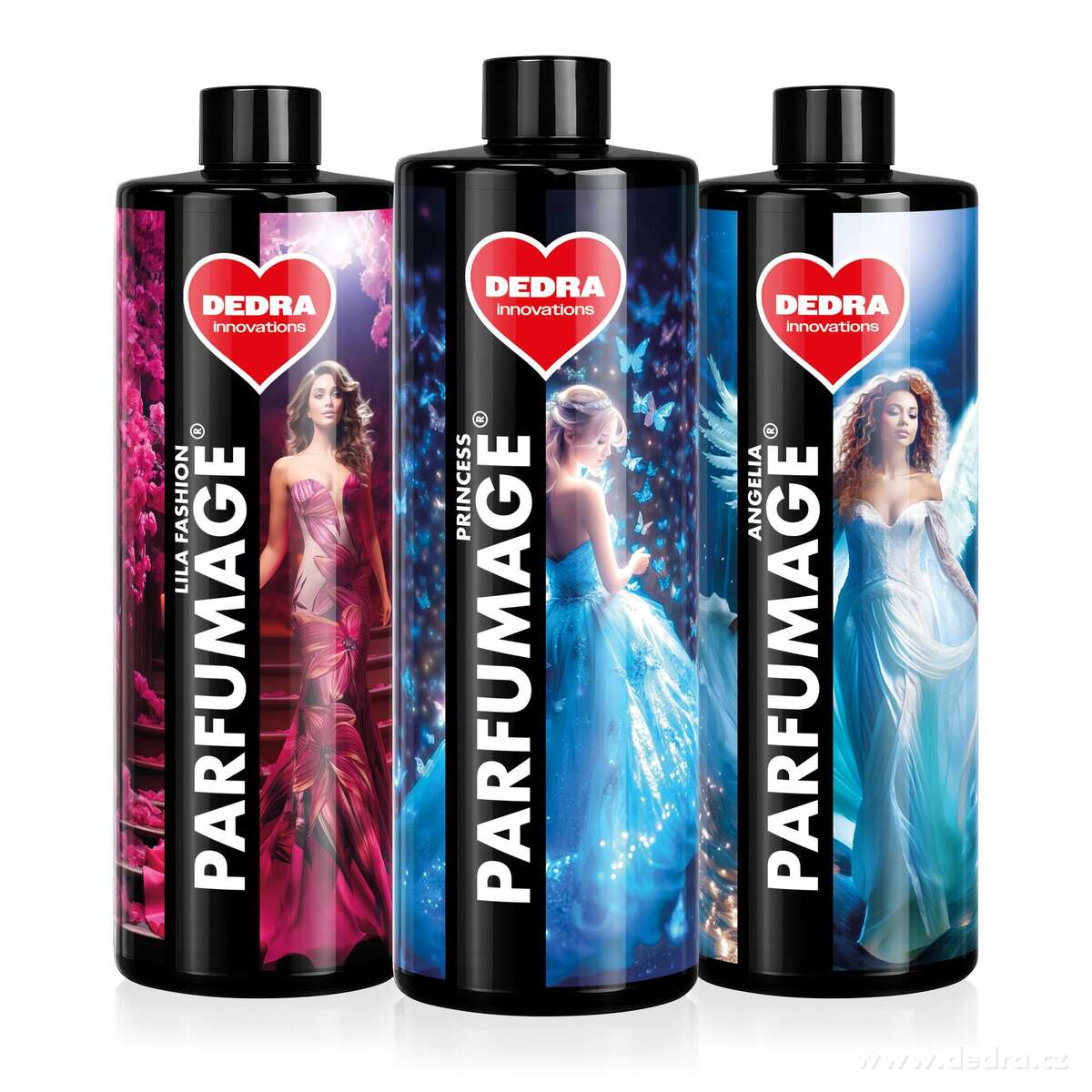 Rodinné balení PARFUMAGE | Parfém na praní | PRINCESS & LILA FASHION & ANGELIA | 500 ml × 3
