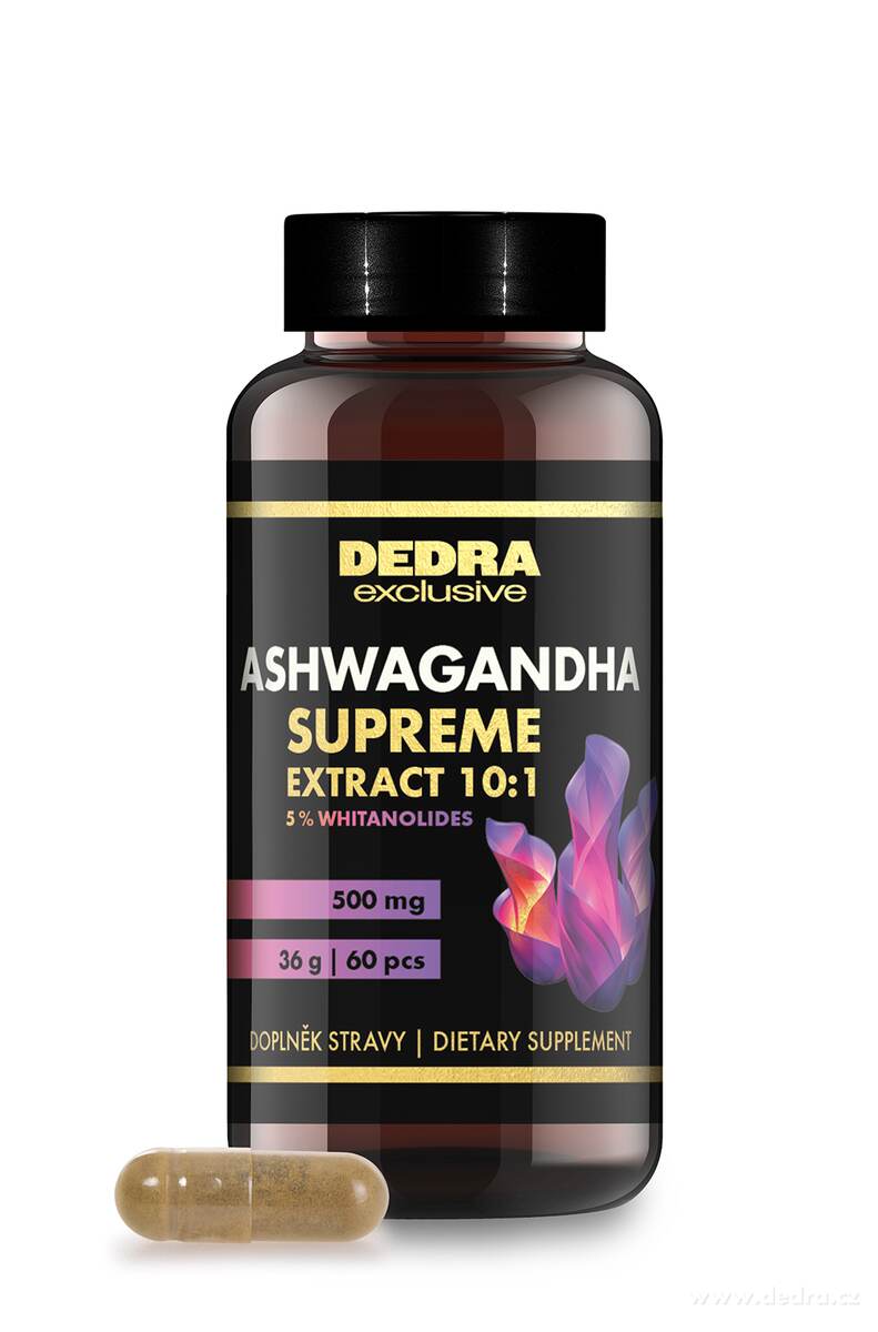 ASHWAGANDHA 500 mg extract 10:1 (5 % withanolidů) | indický ženšen | adaptogen, duševní & kognitivní činnost, relaxace, energie & vitalita | 60 kapslí | 36 g