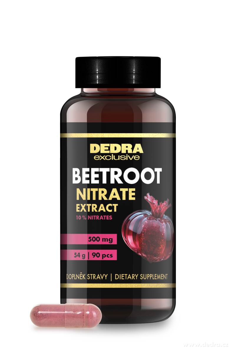 BEETROOT NITRATE EXTRACT | červená řepa 10 : 1 | 10 % nitrátů | fyzická aktivita & sport | 500 mg | 90 kapslí | 54 g