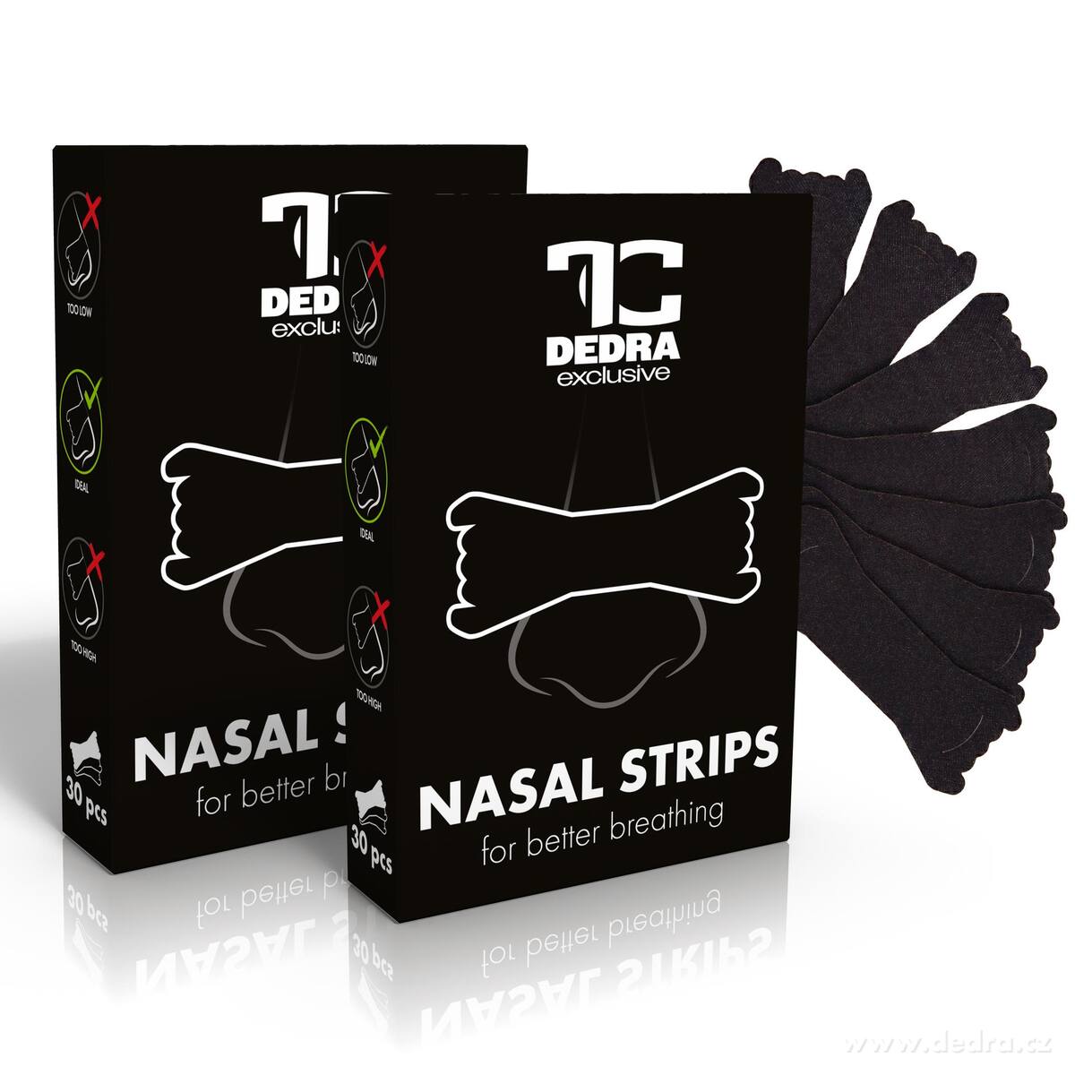 1+1 NASAL STRIPS | nosní pásky pro lepší dýchání | 2 × 30 ks | černé