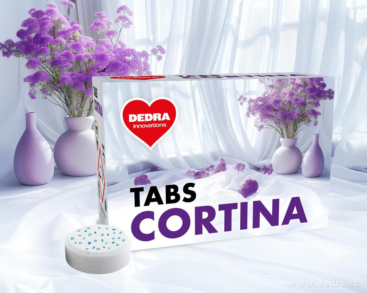 SADA 1+1 CORTINA | EKO prací tablety na záclony, krajky a bílé spodní prádlo & tužidlo na záclony a krajky