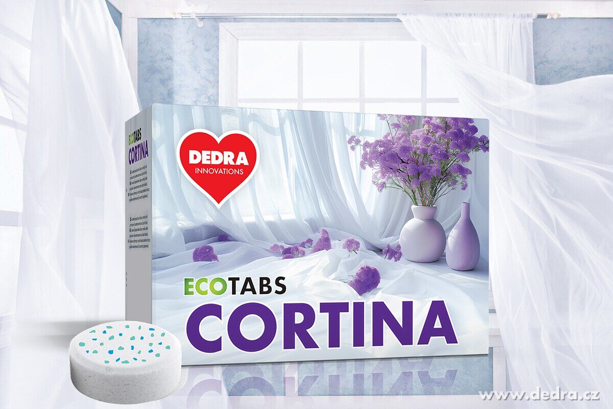 SADA 1+1 CORTINA | EKO prací tablety na záclony, krajky a bílé spodní prádlo & tužidlo na záclony a krajky