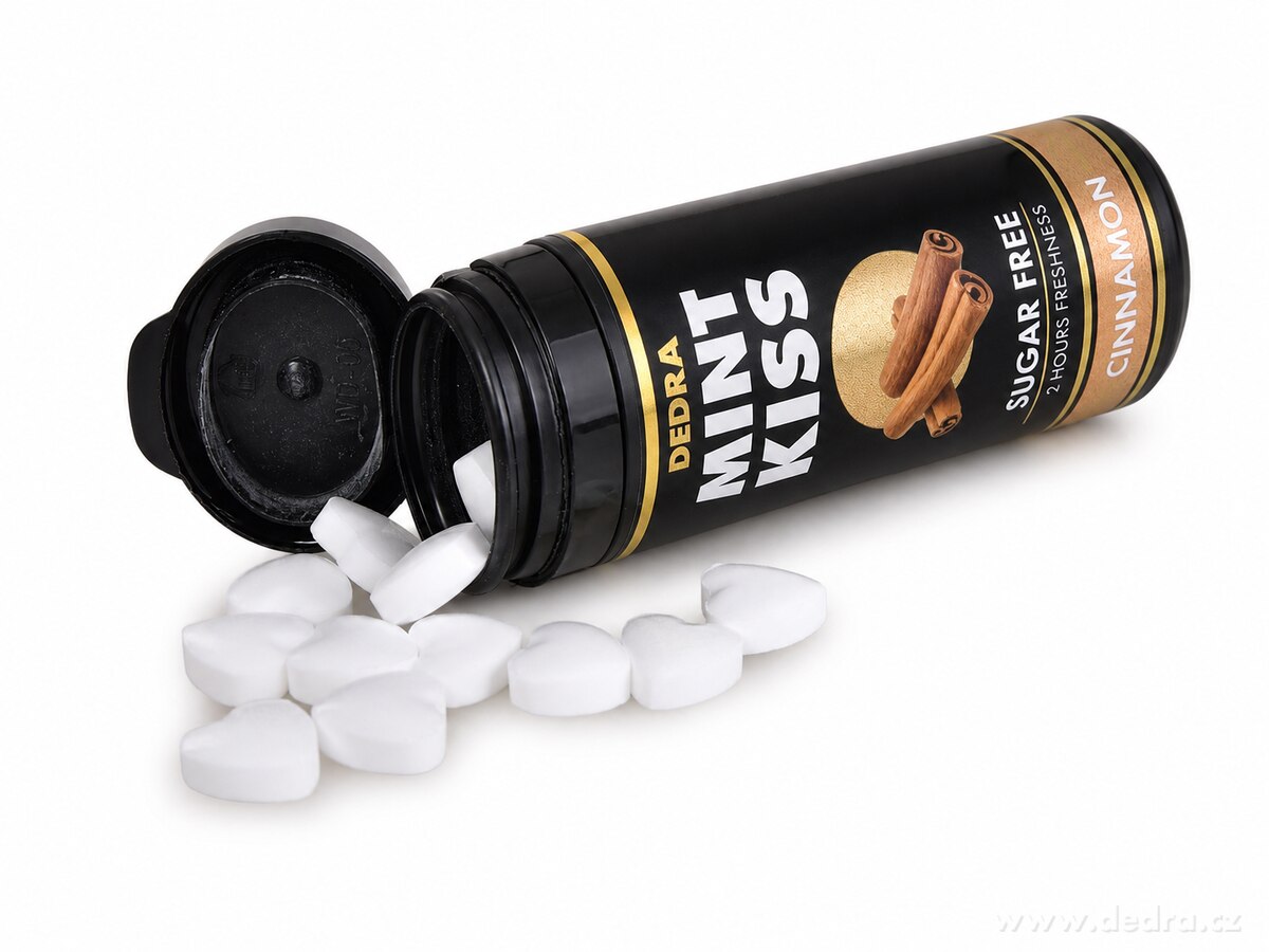 MINT KISS | skořicovo-mátové osvěžující pastilky bez cukru | cinnamon | 28 g