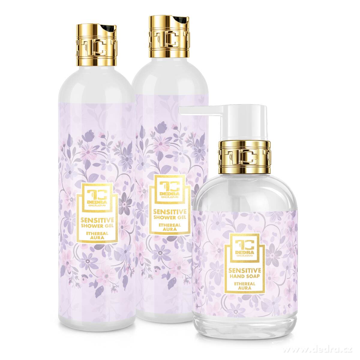 SADA SENSITIVE | 2× jemný sprchový gel & zvláčňující mýdlo pro citlivou pokožku ETHEREAL AURA | 2+1