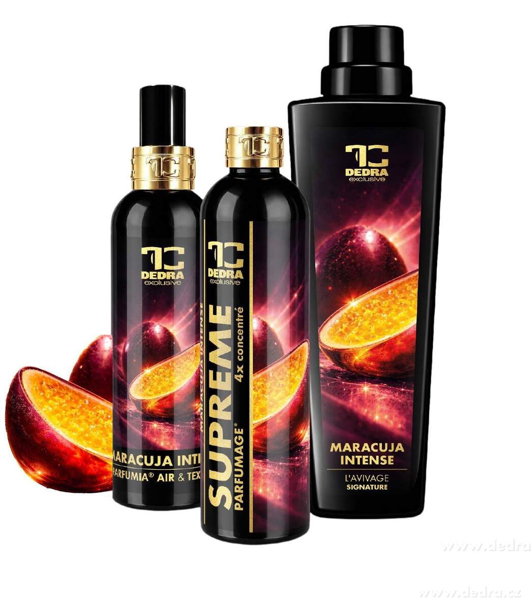 VOŇAVÁ SADA MARACUJA INTENSE | osvěžovač vzduchu a textilií & PARFUMAGE® supreme & L’AVIVAGE | 200 ml + 300 ml + 750 ml