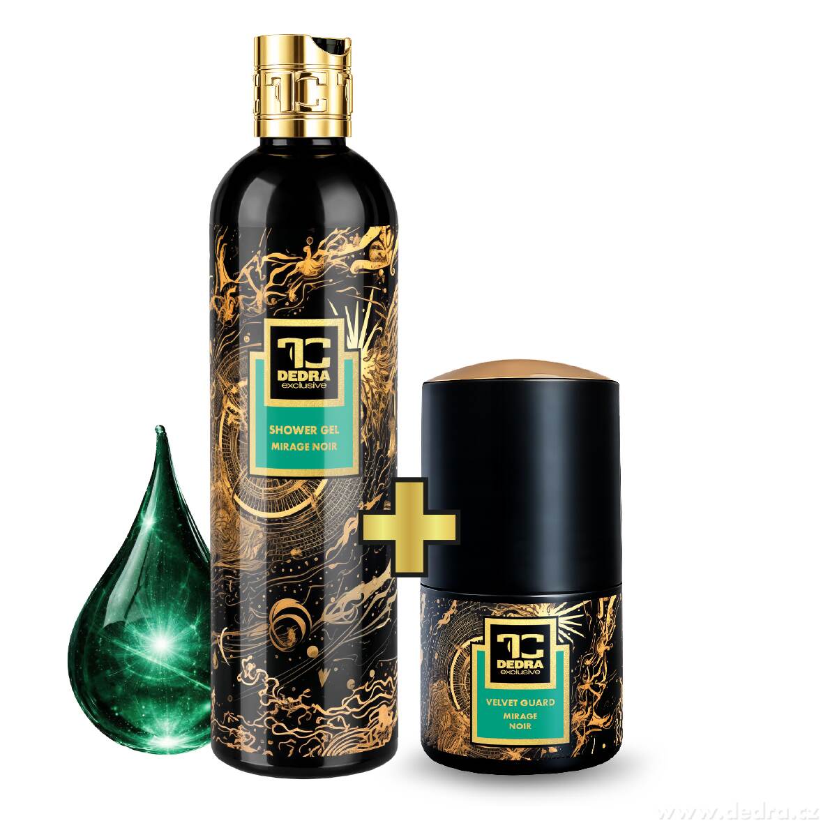 RITUÁL SVĚŽESTI | mirage noir | pro čistý projev bez rušivých tónů | šetrný sprchový gel & deodorant s phyto-antiperspiračním komplexem | 320 ml + 75 ml