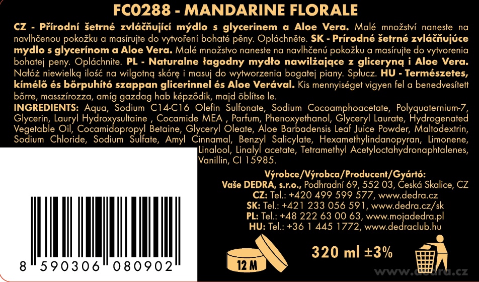 3× Exkluzivní šetrné tekuté mýdlo s glycerinem & Aloe vera | MIRAGE NOIR & MANDARINE FLORALE & POPPY MEADOW |  960 ml