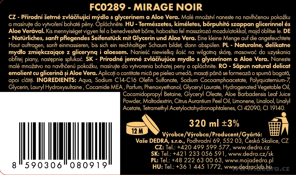 3× Exkluzivní šetrné tekuté mýdlo s glycerinem & Aloe vera | MIRAGE NOIR & MANDARINE FLORALE & POPPY MEADOW |  960 ml