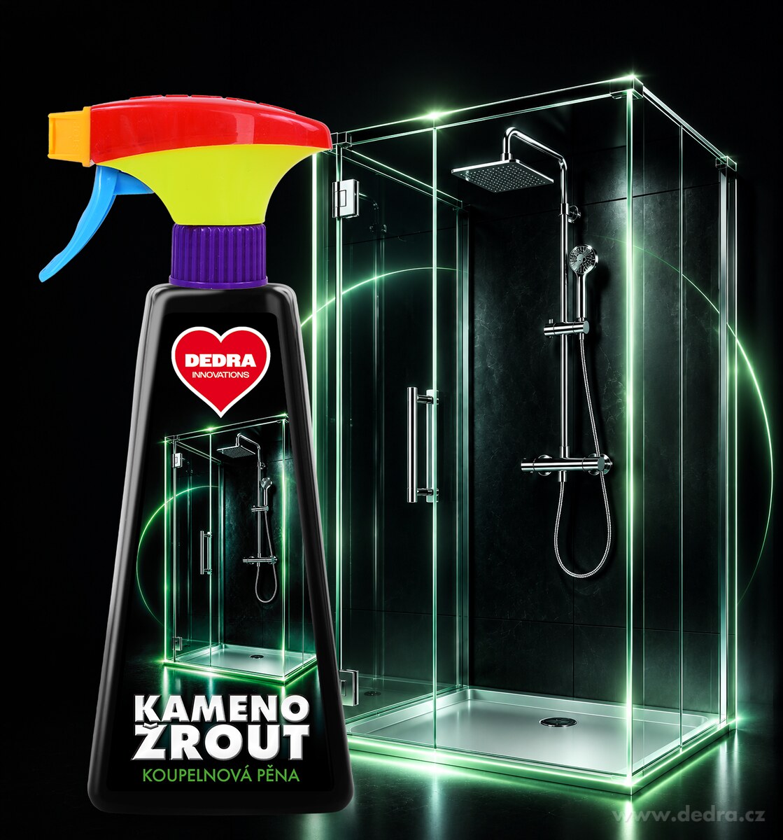 KAMENOŽROUT KOUPELNOVÁ PĚNA | extra silný čistič koupelny | vodoodpudivý efekt | LIMETKA | 500 ml