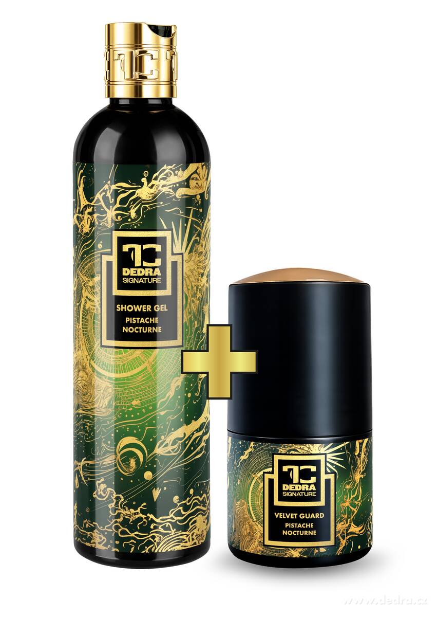 RITUÁL SVĚŽESTI | SIGNATURE | pistache nocturne | pro čistý projev bez rušivých tónů | šetrný sprchový gel & deodorant s phyto-antiperspiračním komplexem | 320 ml + 75 ml