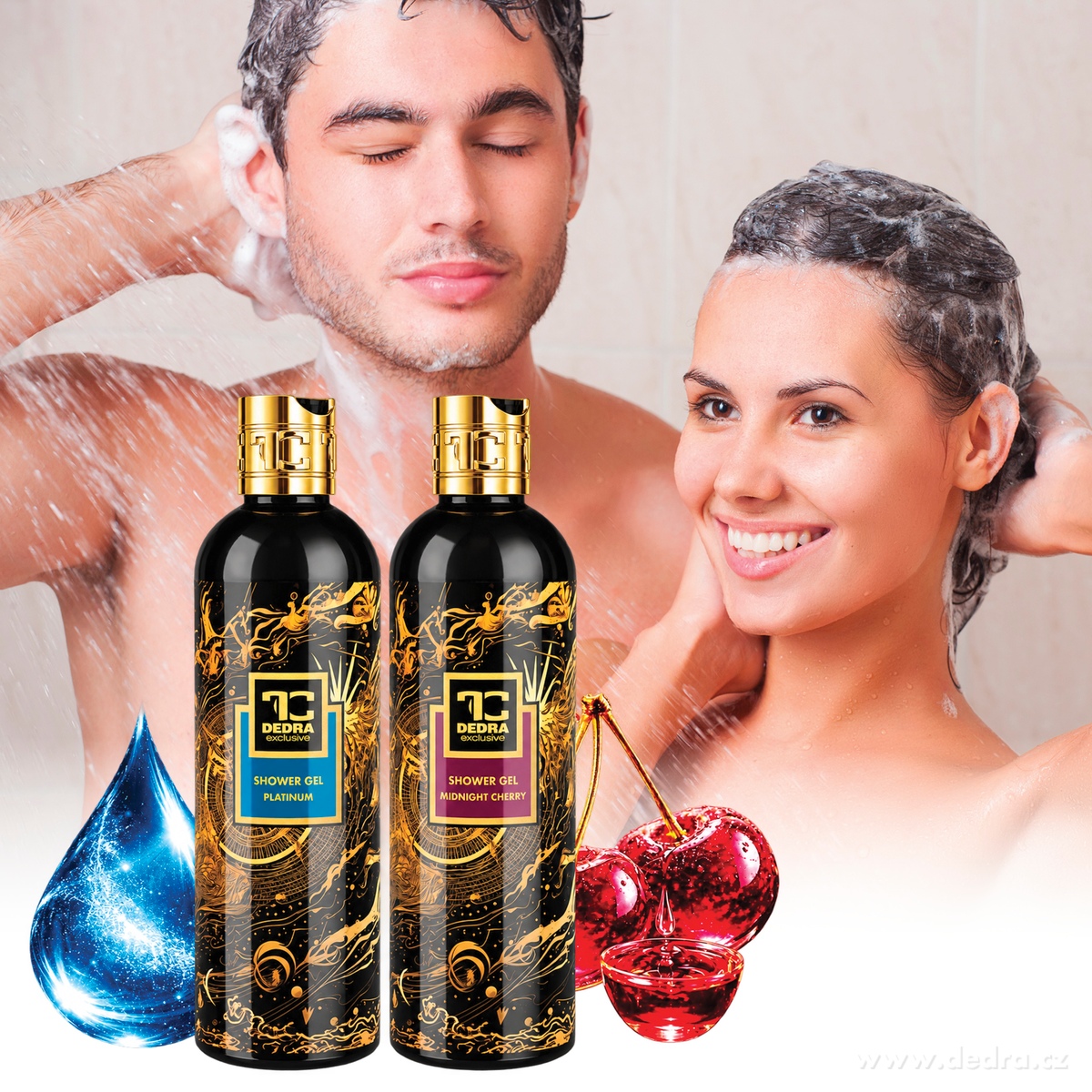 SMYSLNÝ RITUÁL | 2× exkluzivní šetrný sprchový gel s glycerinem & Aloe vera | PLATINUM & MIDNIGHT CHERRY | 320 ml ×2