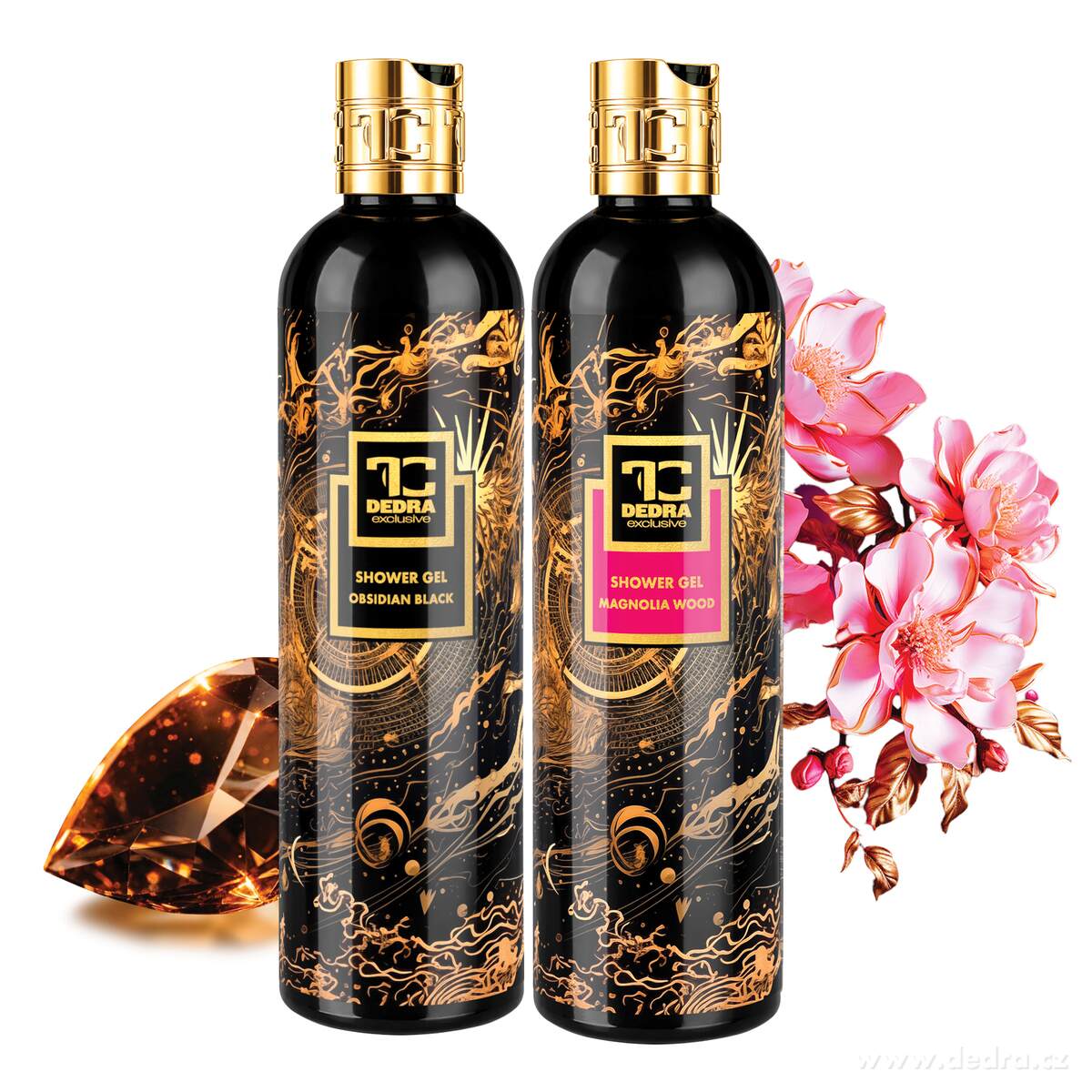 SMYSLNÝ RITUÁL | 2× exkluzivní šetrný sprchový gel s glycerinem & Aloe vera | OBSIDIAN BLACK & MAGNOLIA WOOD | 320 ml ×2