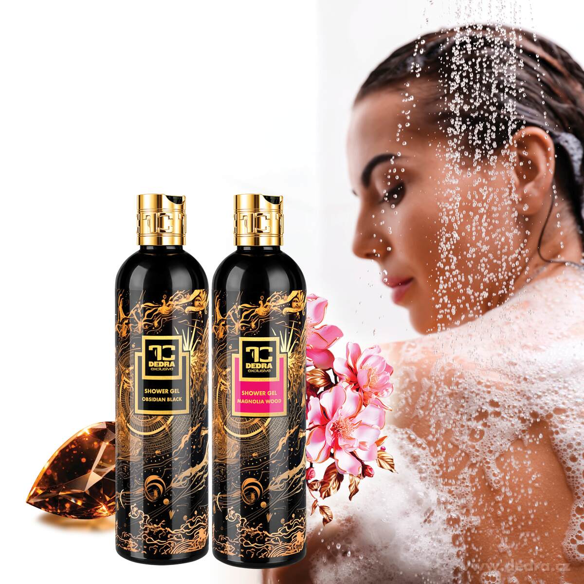 SMYSLNÝ RITUÁL | 2× exkluzivní šetrný sprchový gel s glycerinem & Aloe vera | OBSIDIAN BLACK & MAGNOLIA WOOD | 320 ml ×2