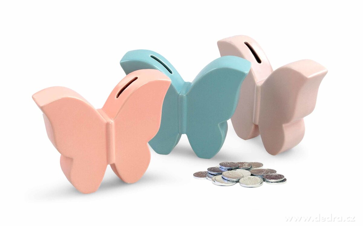 BUTTERFLY kasička, keramic.pokladnička