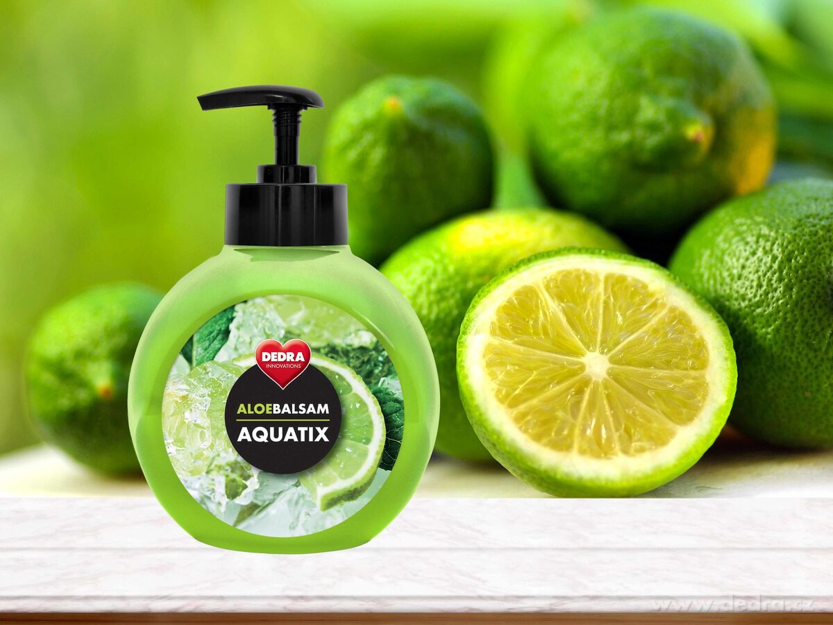 ALOEBALSAM AQUATIX osvěžující limetka, koncentrát na ruční mytí nádobí s pumpičkou