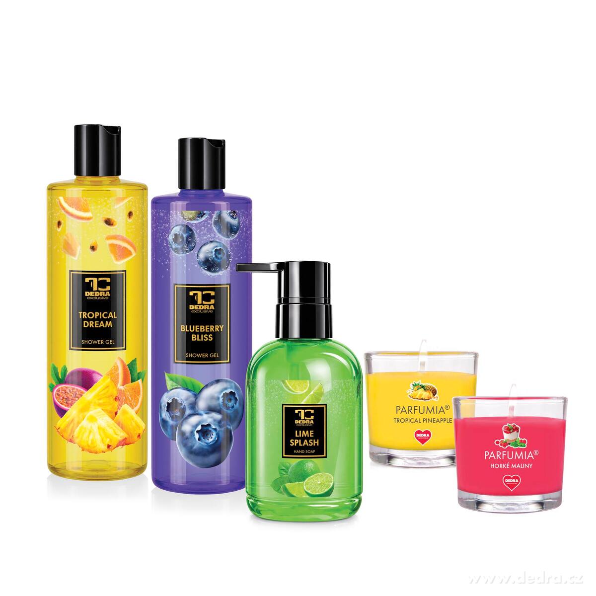 OVOCNÉ WELLNESS | Dárková sada | 2× sprchový gel + mýdlo + 2× vonná svíčka