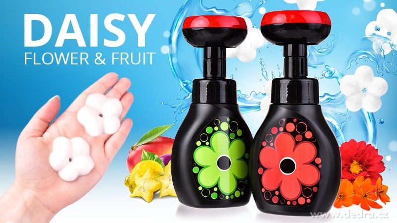 SADA 1+1 | pěnové mýdlo na ruce i tělo s veselým napěňovačem DAISY FLOWER | 2×300 ml