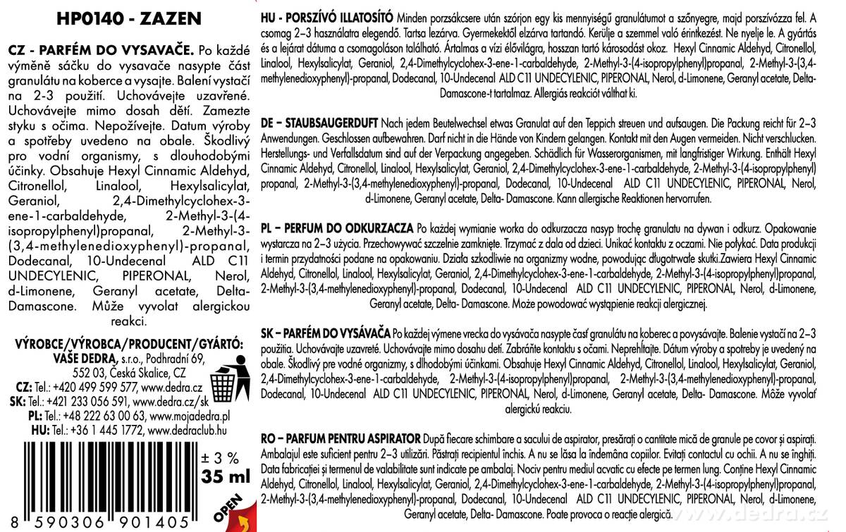 GOBELINO VACUUM PERFUME parfumované granule do vysávača - ZAZEN