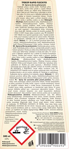 Etiketa k výrobku TF0039