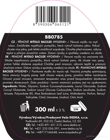 Etiketa k výrobku BB0785