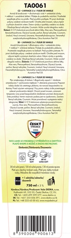 Etiketa k výrobku TA0061