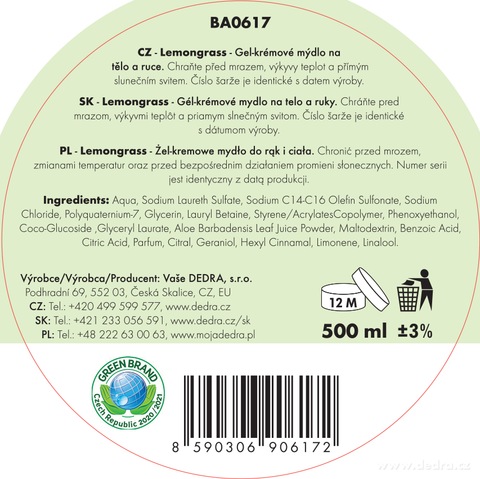 Etiketa k výrobku BA0617