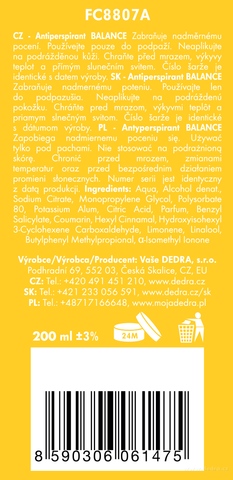 Etiketa k výrobku FC8807S