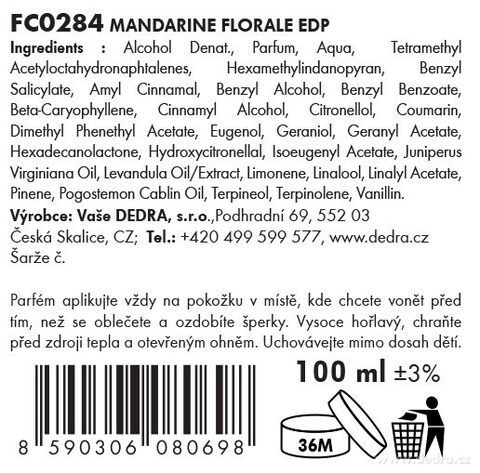 Etiketa k výrobku FC0284X Etiketa k výrobku FC0284X