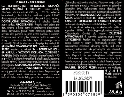 Etiketa k výrobku DS0412