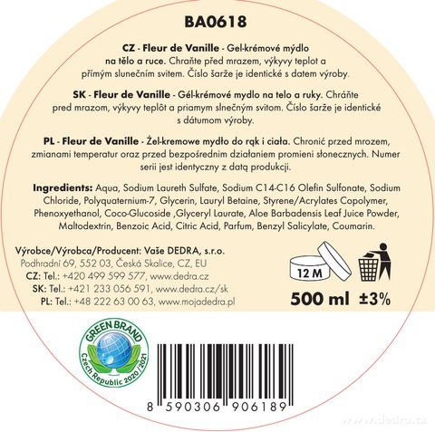 Etiketa k výrobku BA06181