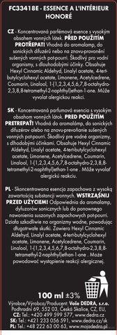 Etiketa k výrobku FC33418E