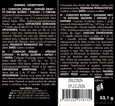 Etiketa k výrobku DS0403