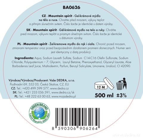 Etiketa k výrobku BA0626