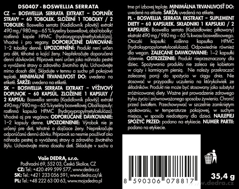 Etiketa k výrobku DS0407