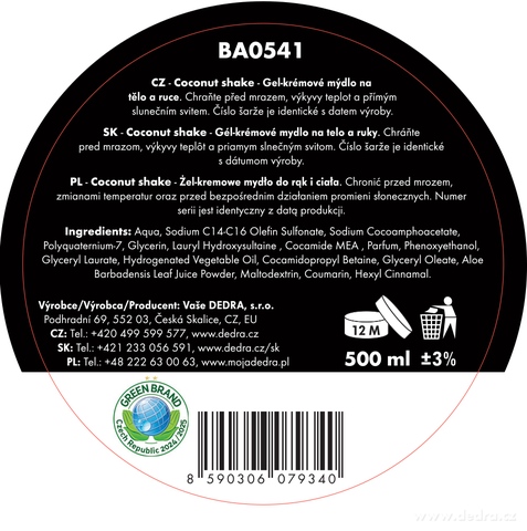 Etiketa k výrobku BA0541