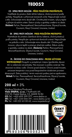 Etiketa k výrobku TE0052