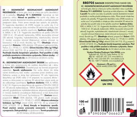 Etiketa k výrobku BB0705