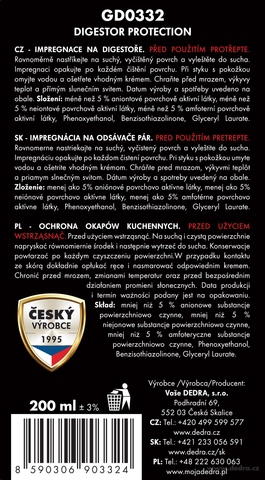 Etiketa k výrobku GD0332